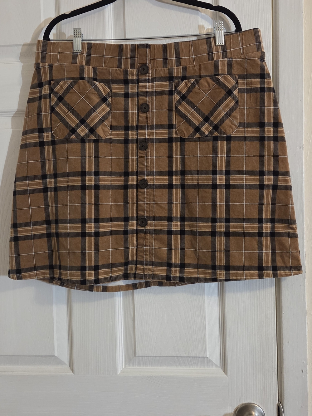 torrid Brown Plaid Button-Front Mini Skirt